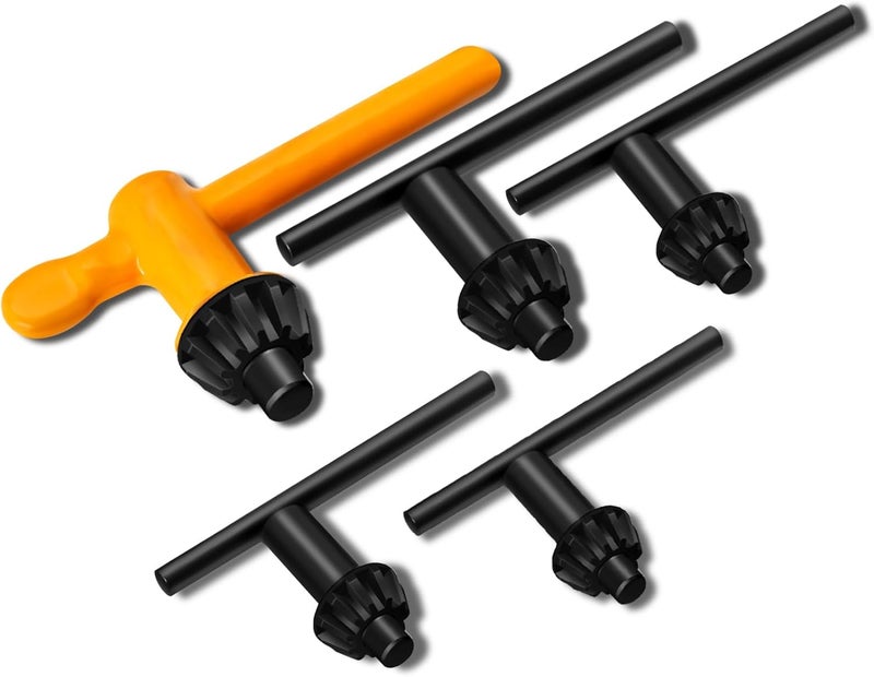 Hakkin 5 Sizes Replacement Drill Chuck Wrench Kit, 6mm, 10mm, 13mm, 16mm, 20mm Chuck Press Key Heavy Duty Carbon Steel Key Universal T Shaped Wrench - Image 1